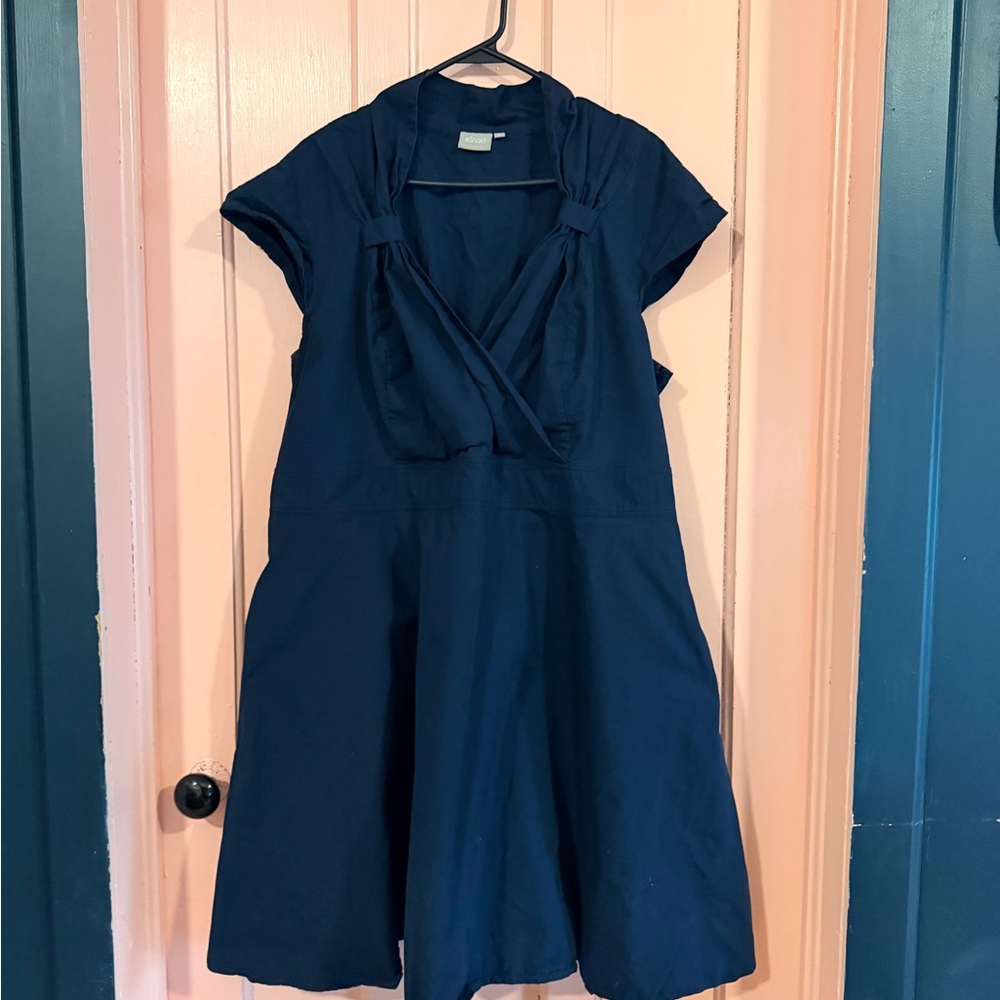 Classic Navy Cap-Sleeve Fit & Flare Dress